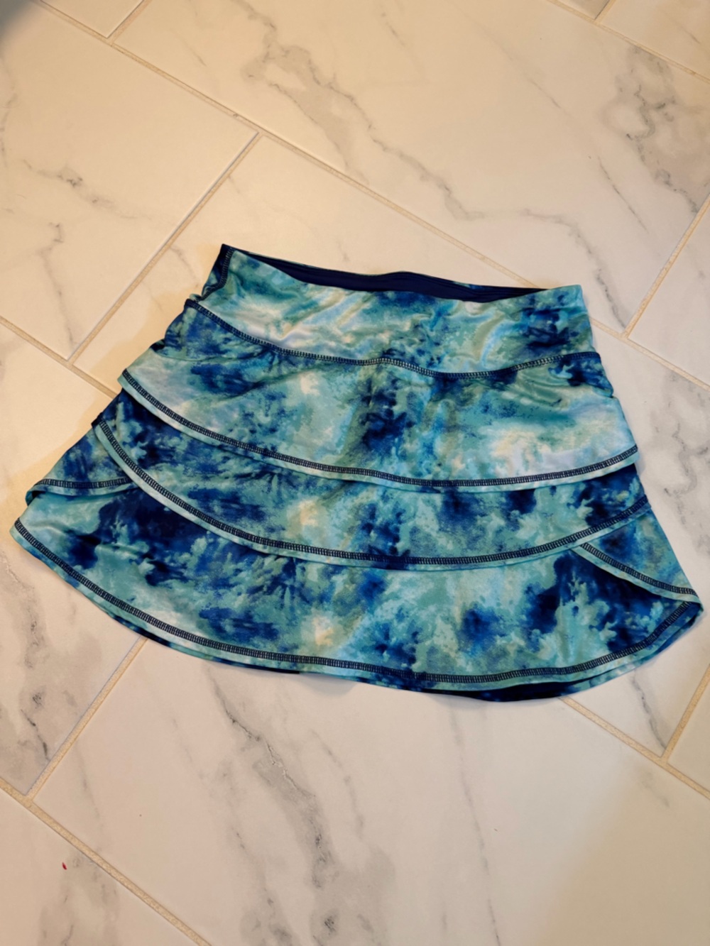 Ideology Blue Tie-Dye Tiered Skirt